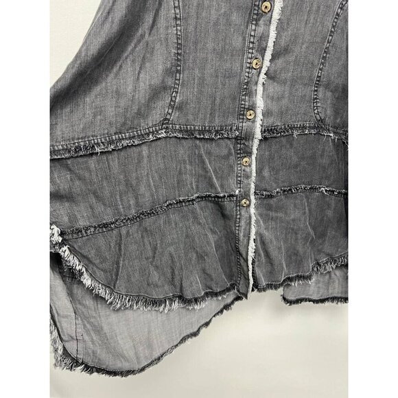 EASEL EXTRA Oversized Shirt Dress-Distressed Unique Statement Sleeves Grey Small - Picture 6 of 13